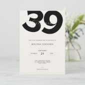 Minimal 39th Birthday Invitation - Bold Typo Kaart (Staand voorkant)