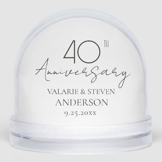 Minimal 40th Wedding Anniversary Photo Sneeuwbol (Voorkant)