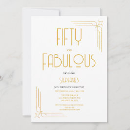 Minimal 50 and Fabulous 50th Birthday Invitation Kaart