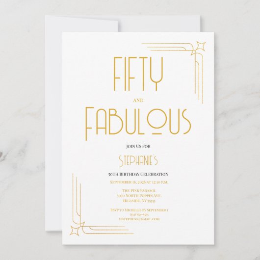 Minimal 50 and Fabulous 50th Birthday Invitation Kaart (Voorkant)