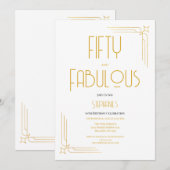 Minimal 50 and Fabulous 50th Birthday Invitation Kaart (Voorkant / Achterkant)