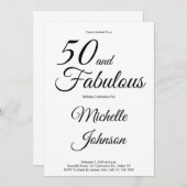 Minimal 50 and Fabulous 50th Birthday Party Kaart (Voorkant / Achterkant)