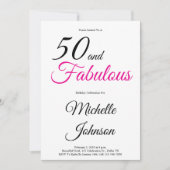 Minimal 50 and Fabulous 50th Birthday Party Kaart (Voorkant)