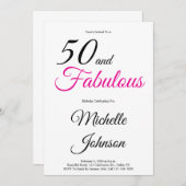 Minimal 50 and Fabulous 50th Birthday Party Kaart (Voorkant / Achterkant)