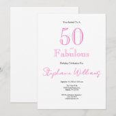 Minimal 50 and Fabulous Pink 50th Birthday Kaart (Voorkant / Achterkant)