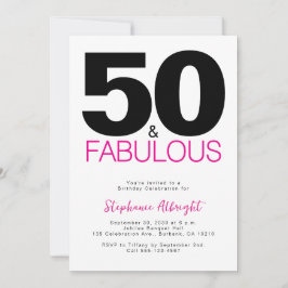 Minimal 50 and Fabulous Pink 50th Birthday Party I Kaart