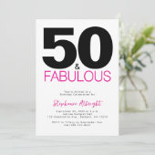 Minimal 50 and Fabulous Pink 50th Birthday Party I Kaart (Staand voorkant)
