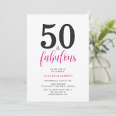 Minimal 50 and Fabulous Pink 50th Birthday Party Kaart (Staand voorkant)