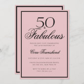 Minimal 50 & Fabulous Dusty Pink 50th Birthday Kaart (Voorkant / Achterkant)
