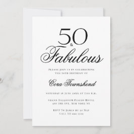 Minimal 50 & Fabulous Typography 50th Birthday Kaart