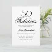 Minimal 50 & Fabulous Typography 50th Birthday Kaart (Staand voorkant)