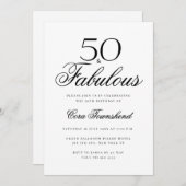Minimal 50 & Fabulous Typography 50th Birthday Kaart (Voorkant / Achterkant)