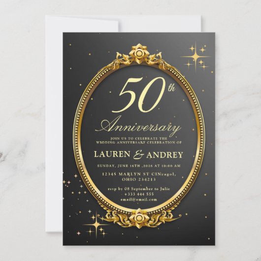 Minimal 50th Wedding Anniversary Invitation Kaart (Voorkant)
