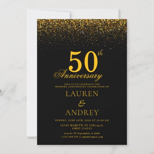 Minimal 50th Wedding Anniversary Invitation Kaart (Voorkant)