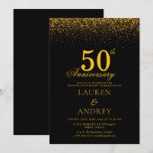 Minimal 50th Wedding Anniversary Invitation Kaart (Voorkant / Achterkant)