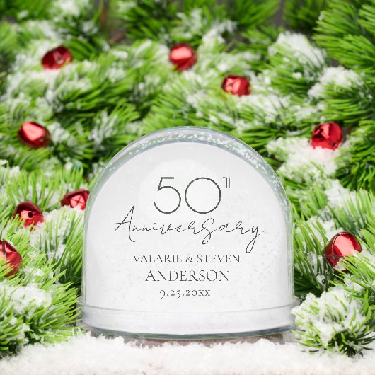 Minimal 50th Wedding Anniversary Photo Sneeuwbol (Kerstmis)