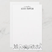 Minimal A Note From Cute Dog Animal Sketch Briefpapier (Voorkant / Achterkant)