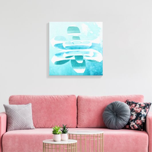 Minimal Abstract Blue Canvas – Calm Zen Wall Decor (Insitu (Woonkamer))