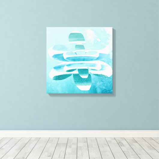 Minimal Abstract Blue Canvas – Calm Zen Wall Decor (Insitu (Houten vloer))