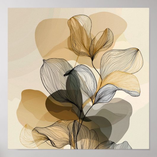 Minimal Abstract Botanical Line Art Design Poster (Voorkant)