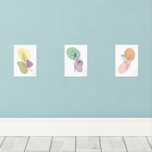 Minimal Abstract Botanical Line Art Prints (Houten vloer)