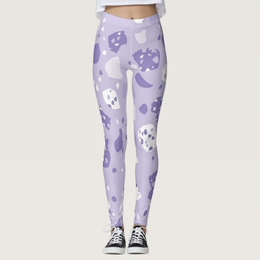 Minimal abstract purple pattern leggings (Voorkant)