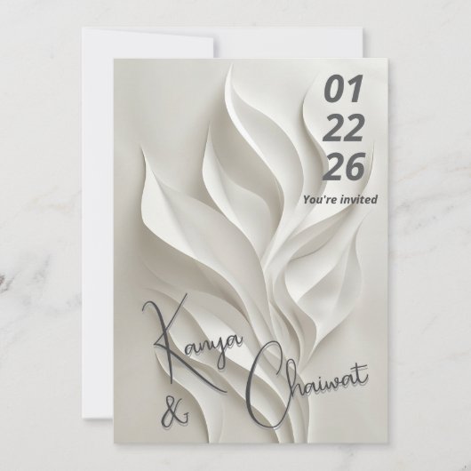 Minimal Abstract Wedding Invitation  Kaart (Voorkant)