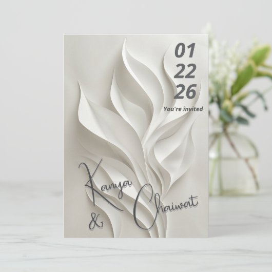 Minimal Abstract Wedding Invitation Kaart (Staand voorkant)