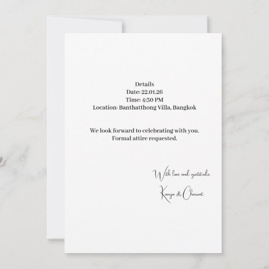 Minimal Abstract Wedding Invitation  Kaart (Achterkant)