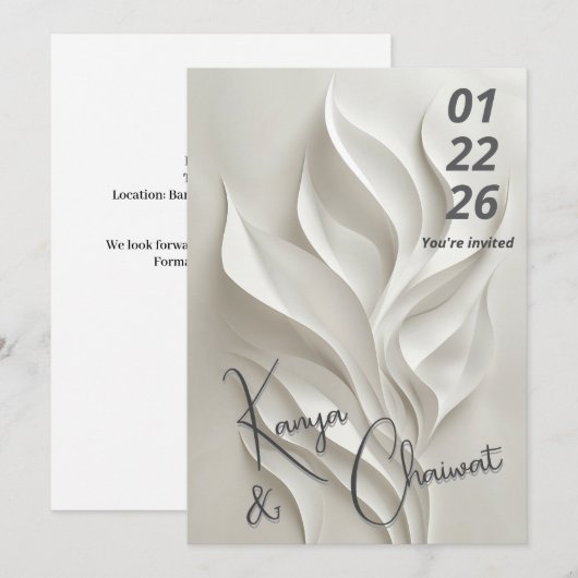 Minimal Abstract Wedding Invitation Kaart (Voorkant / Achterkant)