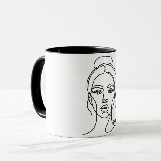 Minimal Abstract Woman Face Line Art Mug Mok (Voorkant links)