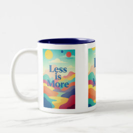 Minimal Aesthetic Quote Print – “Less is More” Tweekleurige Koffiemok