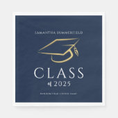 Minimal Afstuderen 2025 Navy Blue Party Paper Servet (Voorkant)