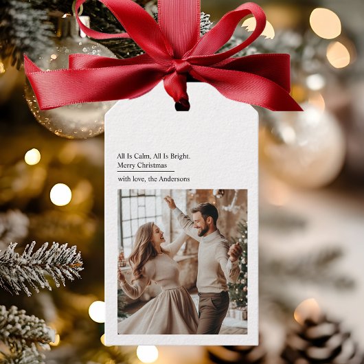 Minimal All Is Calm All Is Bright Christmas Photo Cadeaulabel