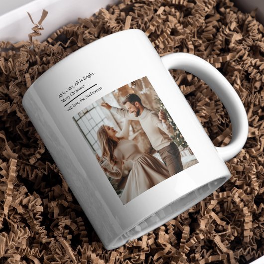 Minimal All Is Calm All Is Bright Christmas Photo Koffiemok