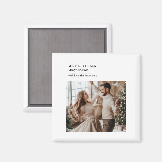 Minimal All Is Calm All Is Bright Christmas Photo Magneet (Voorkant / Achterkant)