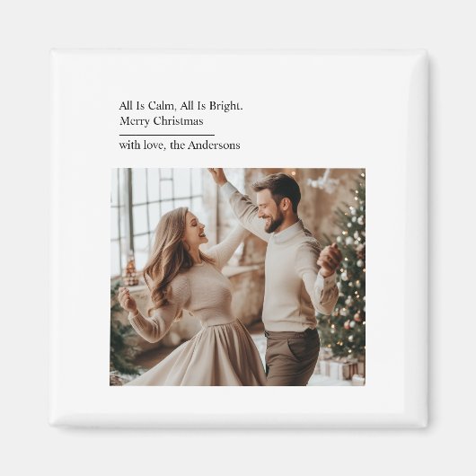 Minimal All Is Calm All Is Bright Christmas Photo Magneet (Voorkant)