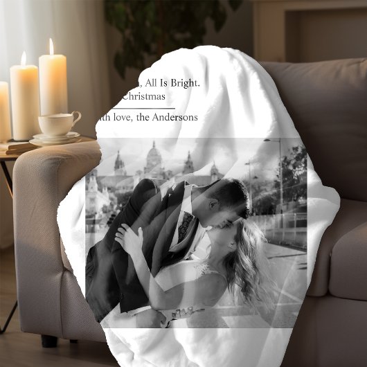 Minimal All Is Calm All Is Bright Christmas Photo Sherpa Deken