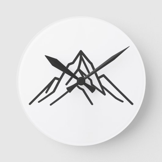 Minimal Alpine Mountain Line Art Wall Clock Ronde Klok (Voorkant)
