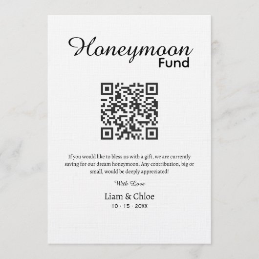 Minimal and Chic | Black and White QR Code Wedding Kaart (Voorkant)