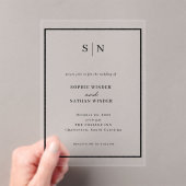 Minimal and Chic | Black and White Wedding Acryl Uitnodigingen (Insitu (Draagbaar))