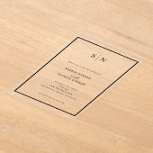 Minimal and Chic | Black and White Wedding Acryl Uitnodigingen (Laagn)