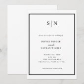 Minimal and Chic | Black and White Wedding Kaart (Voorkant / Achterkant)