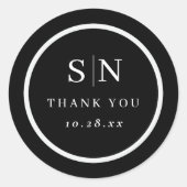 Minimal and Chic | Black and White Wedding Ronde Sticker (Voorkant)