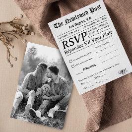 Minimal and Chic | Black and White Wedding RSVP Kaartje