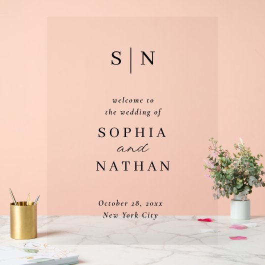 Minimal and Chic | Black and White Wedding Welcome Acryl Bord (Huwelijk)