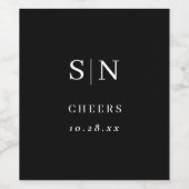 Minimal and Chic | Black and White Wedding Wijn Etiket (Enkel label)