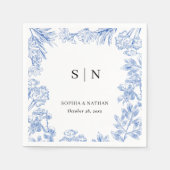 Minimal and Chic Blue Elegant Floral Servet (Voorkant)