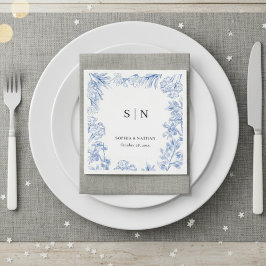 Minimal and Chic Blue Elegant Floral Servet