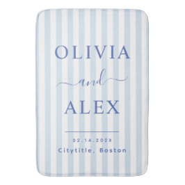 Minimal and Chic Blue French Personalized Wedding Badmat